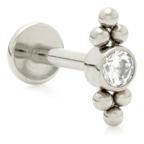 Ti Internal Labret with Jewelled Bezel with Side Tri Beads Attachment