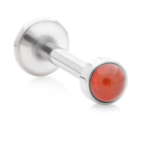 Ti Internal Labret with Red Agate Stone Bezel Attachment
