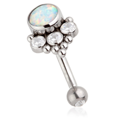 Ti Internal Opal Bezel with Beads Rook/Eyebrow Bar