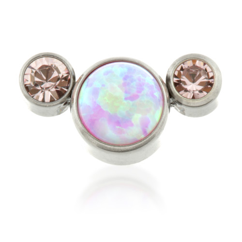 Ti Internal Opal Triple Gem Crescent - Pink