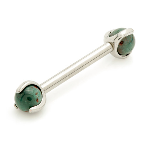 Ti Internal Prong Nipple Bar with Bloodstone