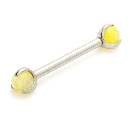 Ti Internal Prong Nipple Bar with Citrine Stone