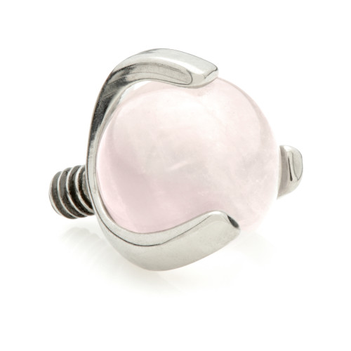 Ti Internal Prong Set with Rose Quartz Ball Attachment (1.6mm)