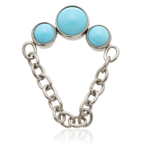 Ti Internal Triple Turquoise Stone Bezel with Hanging Chain Attachment