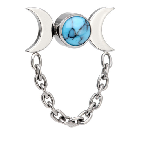 Ti Internal Turquoise Bezel with Double Moon Crescent Attachment