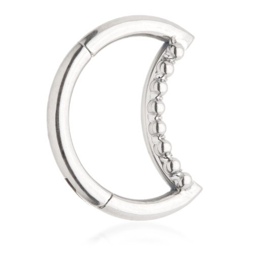 Ti Moon Shaped Millegrained Hinged Ring