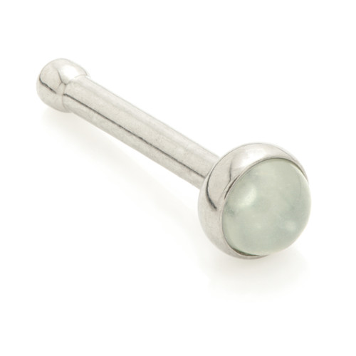 Ti Straight Ball Back Nose Stud with Aquamarine Stone