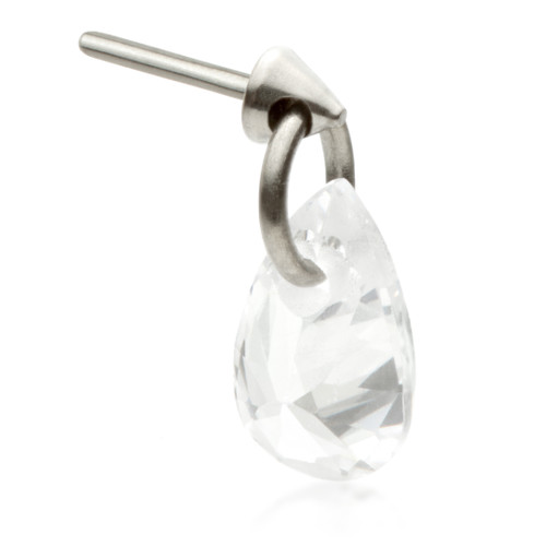 Ti Threadless Attachment with Teardrop Gem Charm