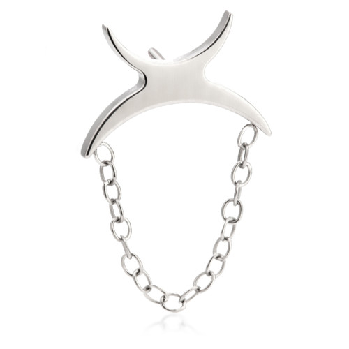 Ti Threadless Double Crescent with Hanging Chain