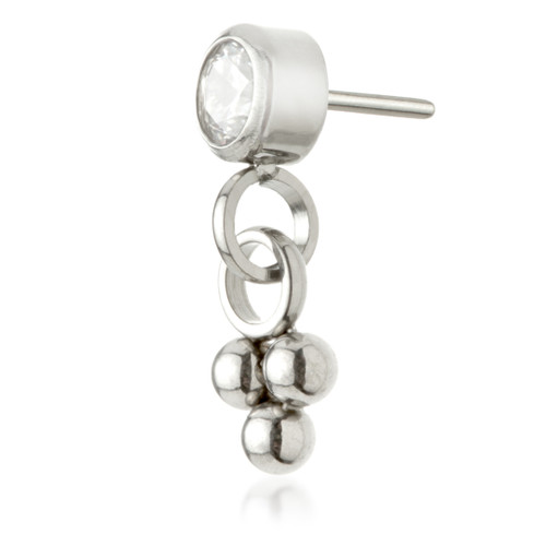 Ti Threadless Jewelled Bezel Attachment with Trinity Dot Charm