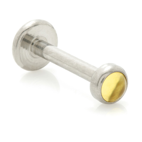 Ti Threadless Labret with Citrine Stone Bezel Attachment