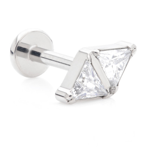 Ti Threadless Labret with Jewelled Double Triangle Attachment