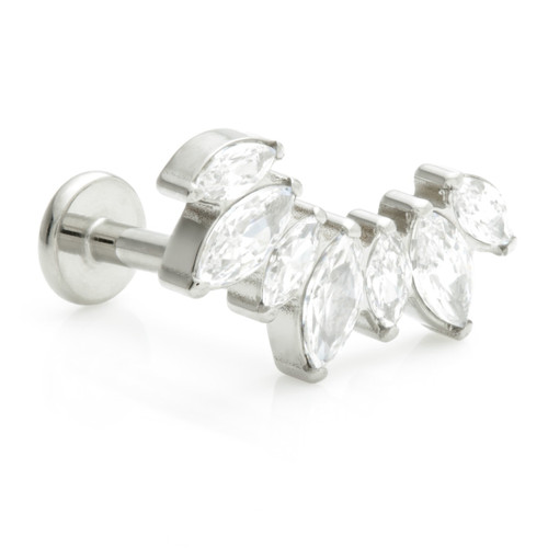 Ti Threadless Labret with Prong Jewelled Marquise Cluster Attachment