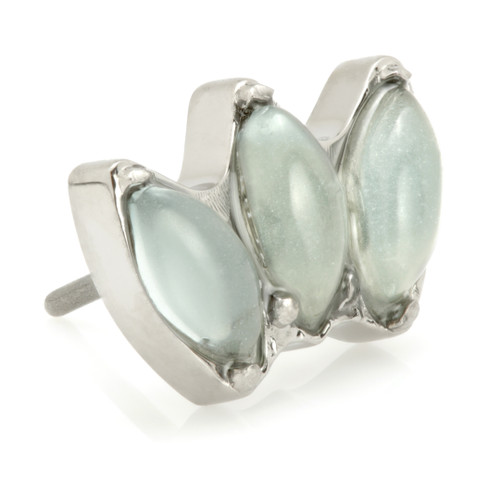 Ti Threadless Triple Marquise Attachment with Aquamarine Stone