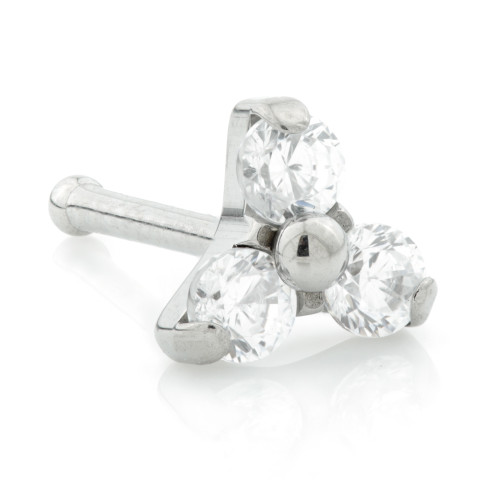 Ti Trinity Gem Straight Nose Stud