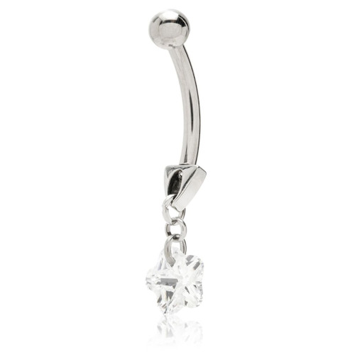 Tic Reversable Belly Bar with Crystal Flower