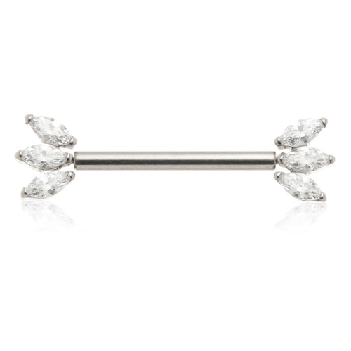 TiC Threadless Titanium Triple Marquise Nipple Bar