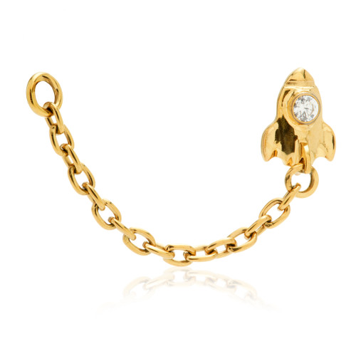 TiC Zircon Gold Internal Space Rocket with Chain