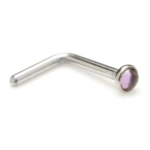 Titanium Amethyst L Shape Nose Stud