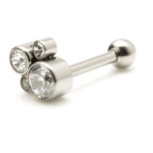 Titanium Barbell with 1x Titanium Quad Crystal Gems