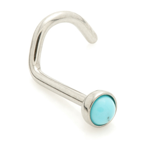 Titanium Disk Nose Stud with Turquoise Stone