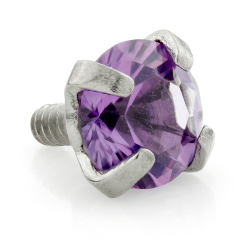 Titanium Internal Thread Micro Amethyst Prong Set Attachment