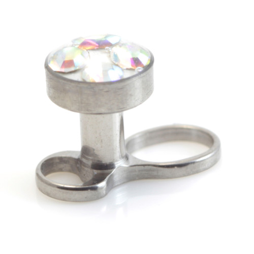 Titanium Internal Thread Micro Dermal Anchor with Multi Gem Disk