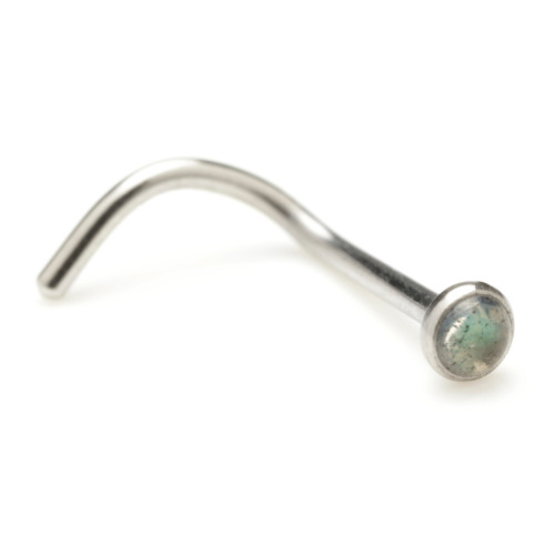 Titanium Labradorite Nose Stud with Curl Shape