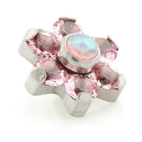 Titanium Pink Opal & Gem Micro Flower Top - 1.6mm