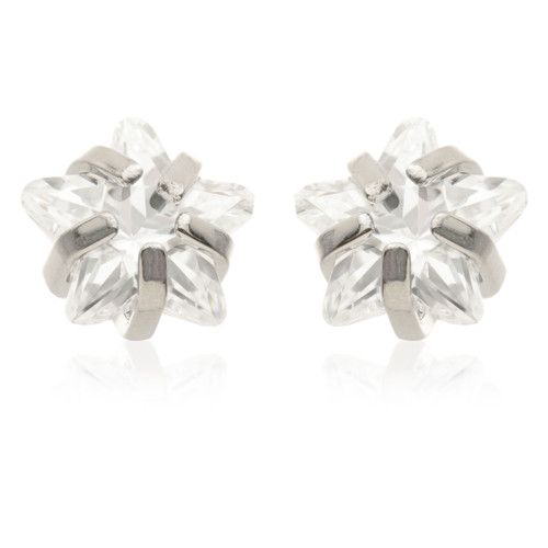 Titanium Prong-Set Jewelled Star Earrings (Pair)