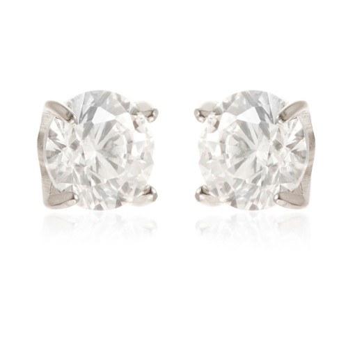 Titanium Round Prong-Set Gem Stud Earrings