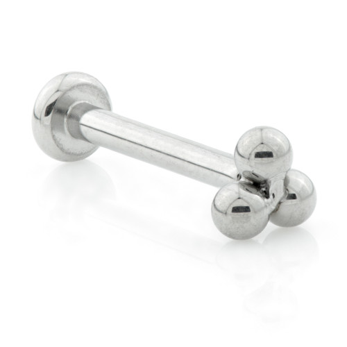 Titanium Threadless Labret with Trinity Dot Attachment (1.0mm Thread)