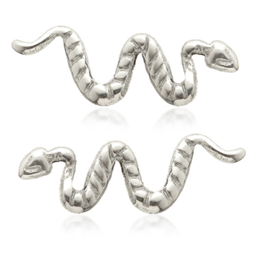 Titanium Threadless Stud Earrings with Snake Attachment (Pair)