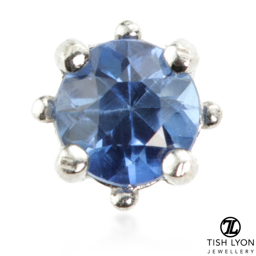 TL - 14ct Gold Blue Sapphire Prong Microbar