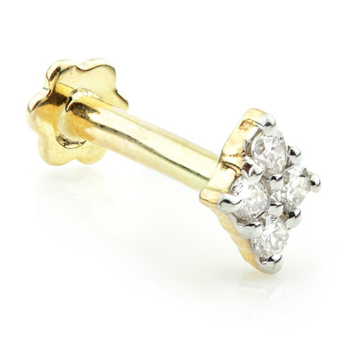 TL - 14ct Gold Diamond Rhombus Internal Labret