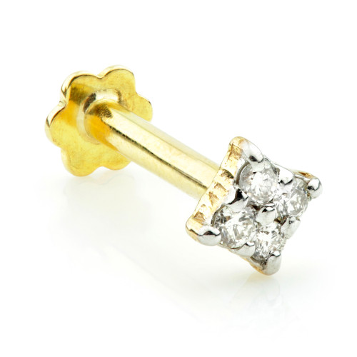 TL - 14ct Gold Diamond Square Internal Labret