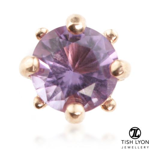 TL - 14ct Gold Facetted Amethyst Prong Microbar