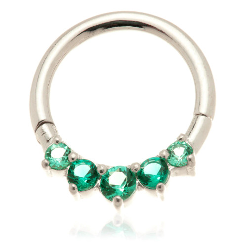 TL - 14ct Gold Front Facing Emerald Hinge Ring