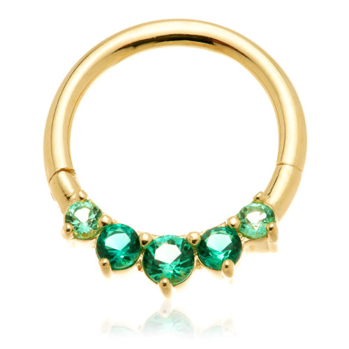 TL - 14ct Gold Front Facing Emerald Hinge Ring