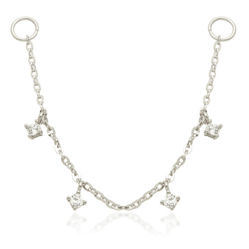 TL - 14ct Gold Hanging Chain Charm with Gems