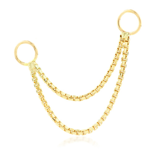 TL - 14ct Gold Hanging Double Chain Charm