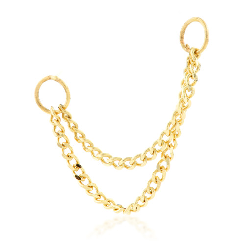 TL - 14ct Gold Hanging Double Chain Charm-14K-38-Y