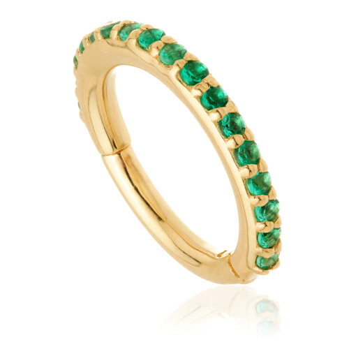 TL - 14ct Gold Pav√© Emerald Eternity Hinge Ring