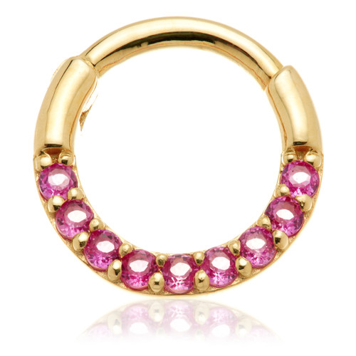 TL - 14ct Gold Pav√© Ruby Daith Septum Ring