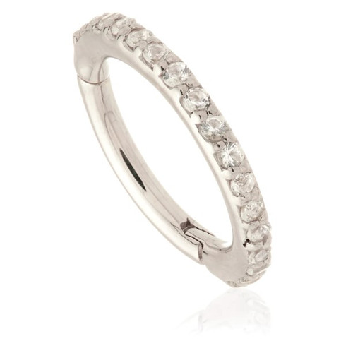 TL - 14ct Gold Pav√© White Topaz Eternity Hinge Ring