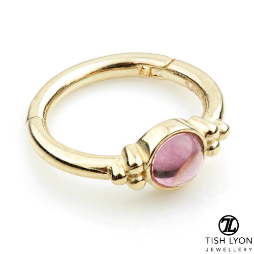 TL - 14ct Gold Rhodonite Tri-Dot Hinge Ring