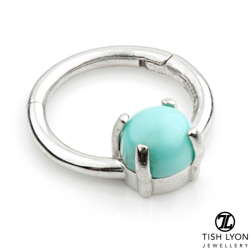 TL - 14ct Gold Turquoise Prong Set Hinge Ring