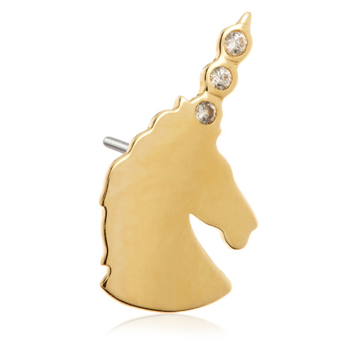 TL - 14ct Solid Gold Threadless Unicorn with Gem Horn Attachment
