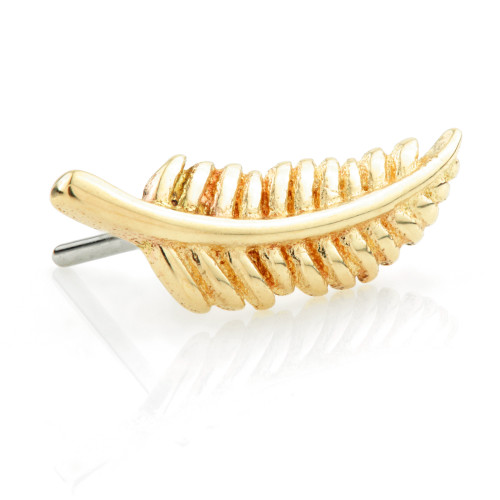 TL - 14ct Threadless Gold Feather Pin Attachment