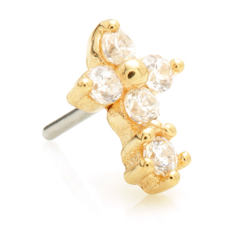 TL - 14ct Threadless Gold Gem Flower Cross Pin Attachment